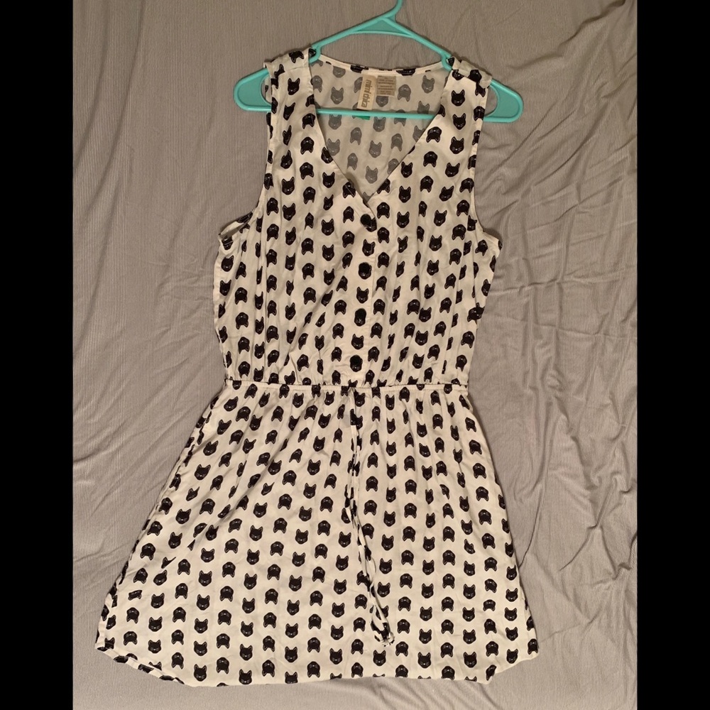Drawstring Sleeveless Cat Dress